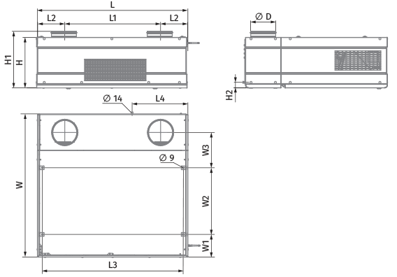 Blauberg CIVIC EC D1BE2 500 S21 V.2 - Dimensions
