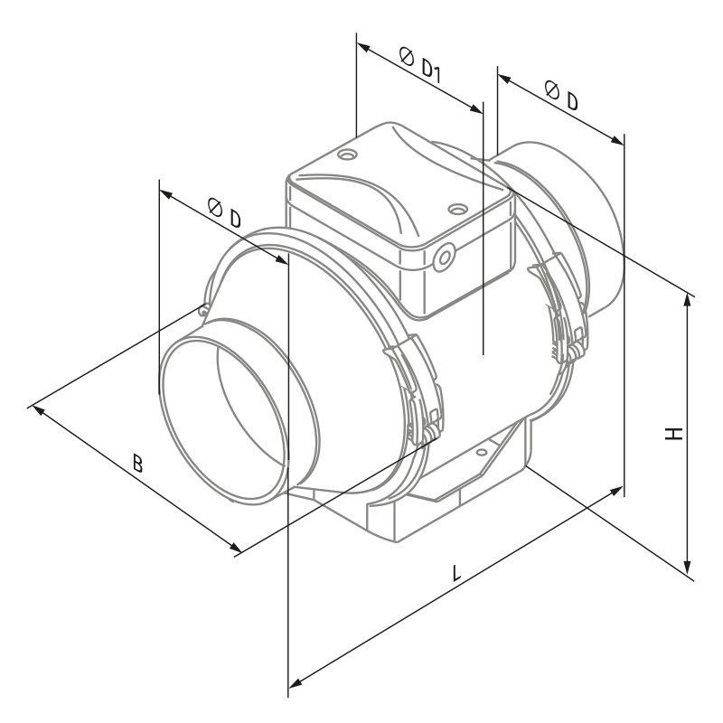 Blauberg Turbo 150 T - Dimensions