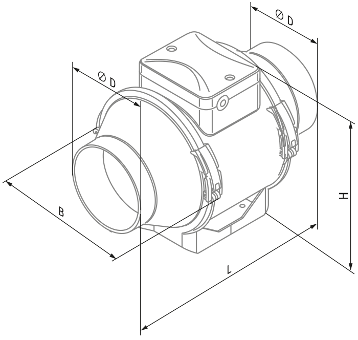 Blauberg Turbo-E 100 W1 - Dimensions