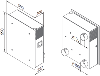 Blauberg Freshbox E-100 ERV black - Dimensions