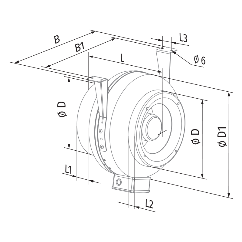 Blauberg Centro-M 125 L - Dimensions