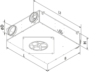 Blauberg KOMFORT ERV EC DB 350 L S14 - Dimensions