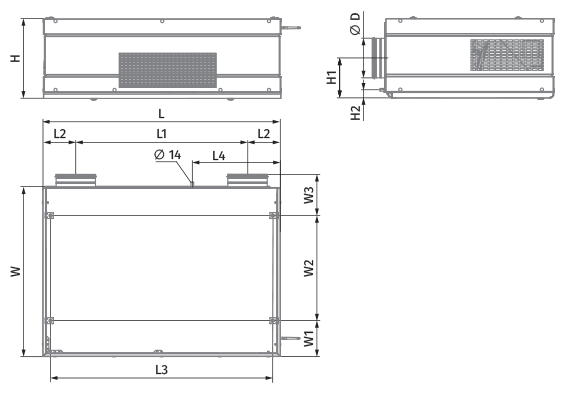 Blauberg CIVIC EC DB 300 S21 V.2 - Dimensions